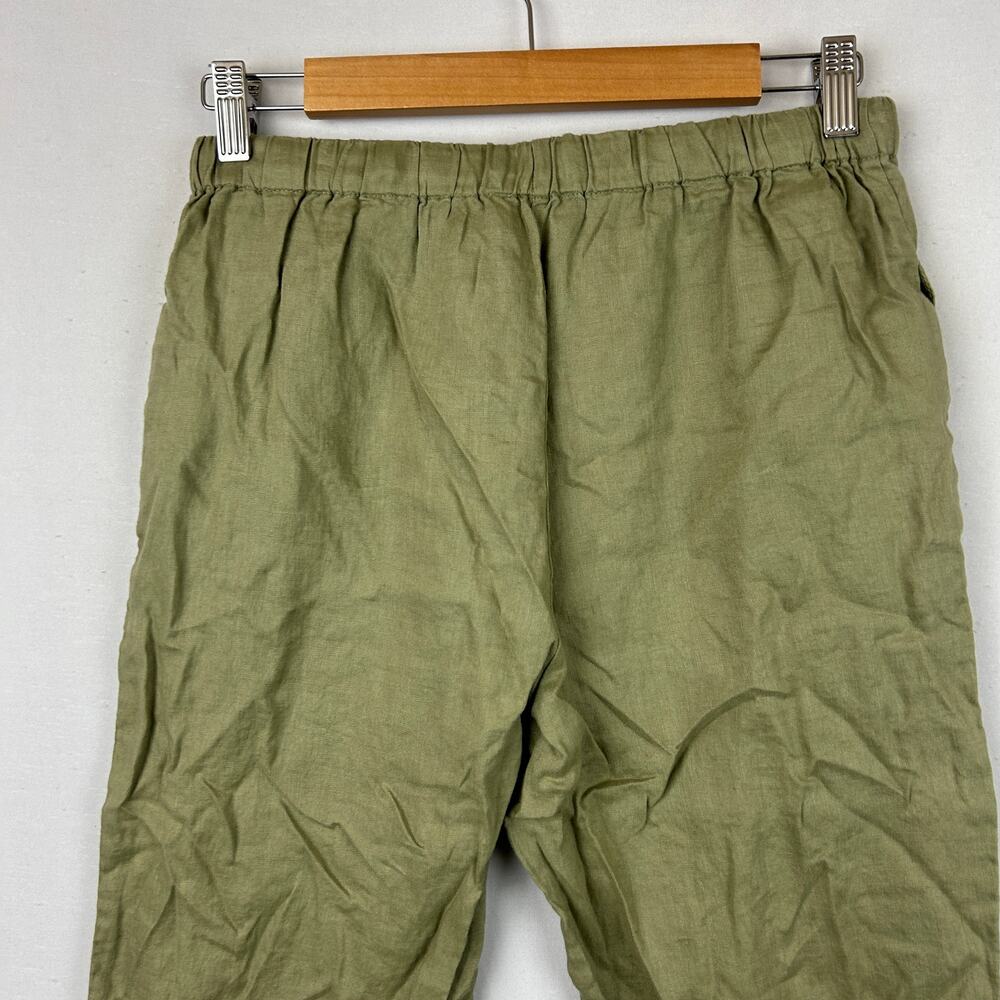 Quince Linen Elastic Waist Pull On Pants Olive Green Women's Size S - Picture 6 of 9